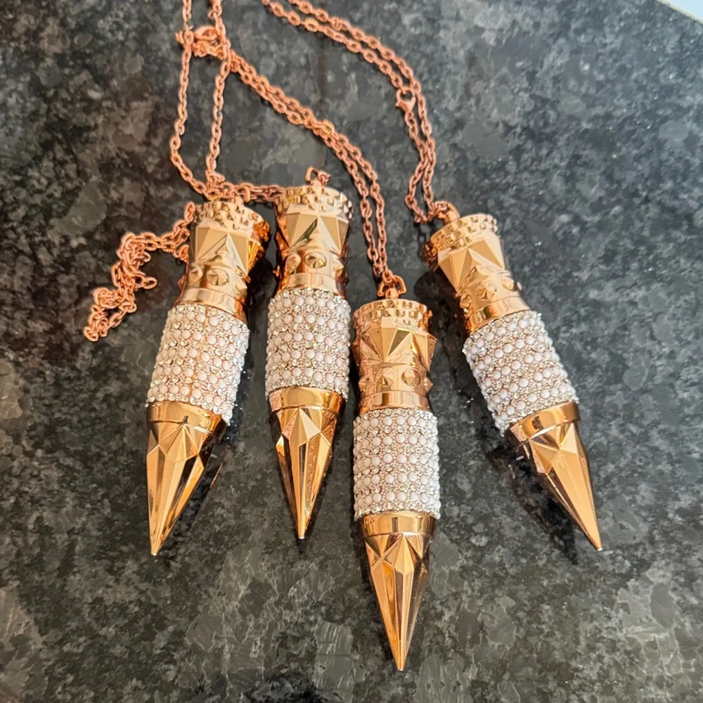Rose Gold Spike Pendant Necklace with Crystal Pavé Accent - Women Jewelry